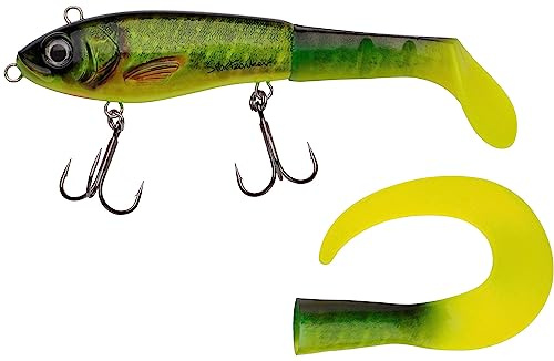 Abu Garcia Svartzonker McHybrid Hechtköder – Hybrid Hard Soft Swimbait – Köder mit Paddle Tail und Curl Tail