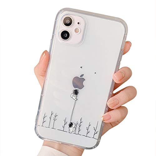 Emlivi iPhone 11 Crystal Hülle, für iPhone 11(6,1 ”) Anti-Scratch Astronauten Transparent Weich TPU Bumper Handyhülle,Stoßfest Silikon Schutzhülle, für iPhone 11 Case Cover, Zwei Astronauten