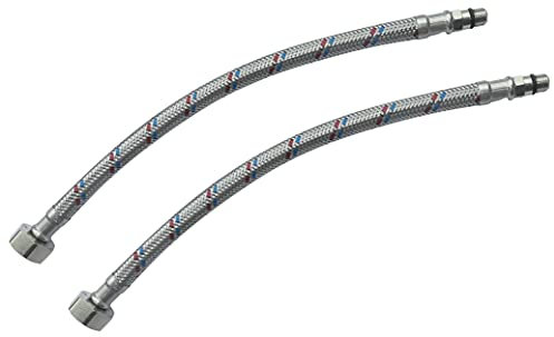 AERZETIX - C51100 - Satz von 2 Schlauchleitungen für mischbatterie weiblich 1/2'' - männlich M10 - länge 300mm - flexible verbindung badezimmer küche - flexibel sanitärarmatur - armaturenschlauch