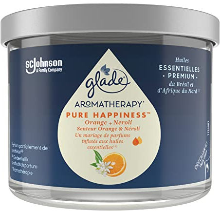 Glade Aromatherapy Kerze, Pure Happiness, ätherische Öle, Orange & Neroli – 1 Kerze
