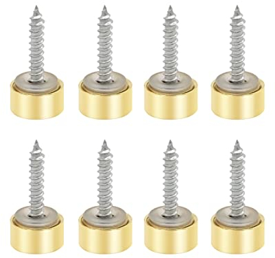 VictorsHome Mirror Screws Decorative Cover Cap Nails Fasteners, Polished Brass Gold, 10mm 8pcs