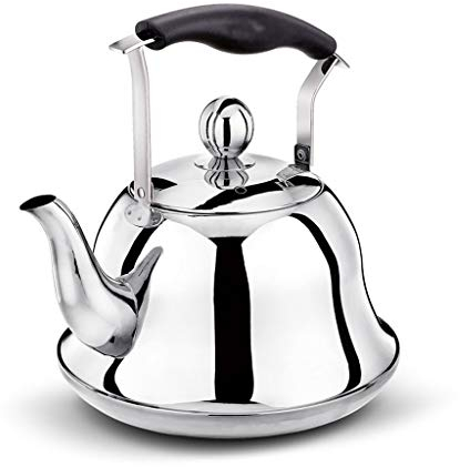 Tetera Estufa silba del acero inoxidable hervidor de agua for gas de garrafa cocina de inducción inoxidable silbato caldera de té blindaje de titanio Agua Hervidor (Color : Silver, tamaño : 5L)
