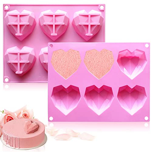 Wenyue Stampi in Silicone per Dolci, Stampo Cuore Silicone, 2 Pezzi Stampo per Torta in Silicone, Stampo in Silicone a Forma di Cuore,Fai-da-Te Stampo per Sapone al Attrezzi da Dessert (rosso)