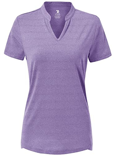 donhobo Sport T-Shirt Damen Kurzarm Laufshirt Leichte Atmungsaktive Fitness Gym Shirt Schnell Trockened Sportshirt Training Jogging Yoga Top (Lila, L)