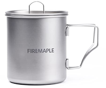 Fire-Maple Taza de Titanio de Camping Exterior Portátil 600ML con Mango Plegable para Senderismo Cocina Mochilero Picnic