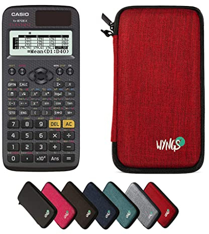 Casio fx-87DE X ClassWiz inkl. WYNGS Schutztasche Rot - Wissenschaftlicher Taschenrechner - Basic Set