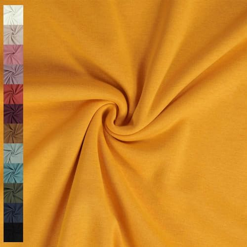 Alpenfleece Stoff, Kuschelsweat, uni ockergelb (Länge am Stück: ab 50cm / Breite: 150cm)