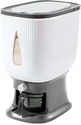 Augnongly - Dispensador de arroz automático de 10 kg con taza de enjuague, dispensador de arroz inteligente, almacenamiento de arroz, cubo de arroz doméstico, caja de arroz B