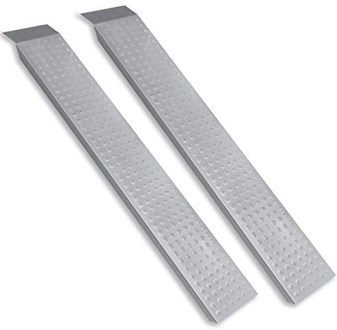 Froadp Antirutsch Auffahrrampe Verzinkt Stahl Laderampe Rampe 135x23x4,5cm Silber Auffahrschiene Verladerampen Tragbare Rampen für Auto Motorrad ATV PKW Max. Belastbarkeit 400KG pro Paar (Silber)