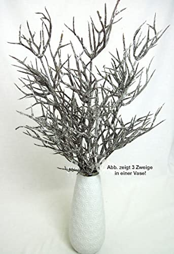 1 Deko-Zweig Winter Glitzer braun geeiste Optik ca. 50cm
