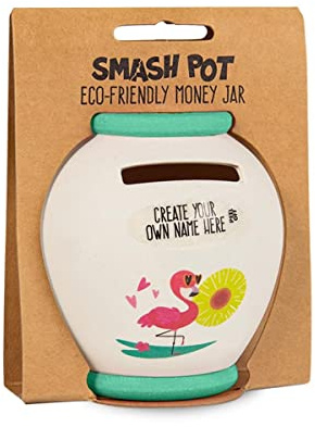 History & Heraldry Personalised Bamboo Smash Pot Money box (Flamingo blank with sticker)