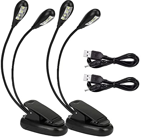 2 Stück Notenständer LED-Licht, 8 LED-Licht mit USB-Kabel Lampe, Einstellbare Helligkeit 2 Gänge, Geeignet für Klavierständer, Schreibtisch, Notenständer