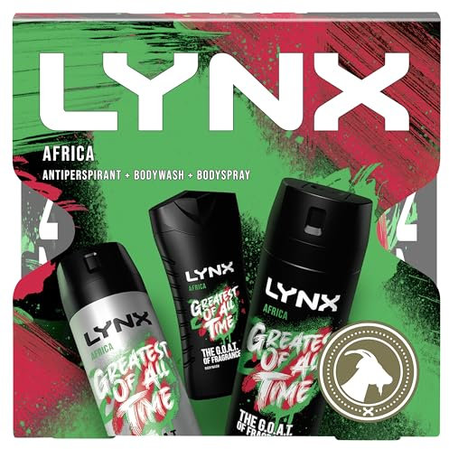 LYNX Africa Trio Deodorant Gift Set Body Wash, Body Spray and Anti-perspirant perfect for his daily routine 3 piece