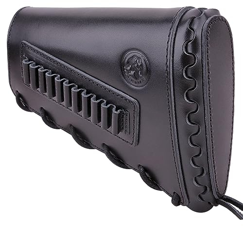 Tas Trost Gewehrknopf-Munition aus Vollnarbenleder mit Patronenhalter für .45-70 308 30-06, handgenähte Munitionshülse (.22LR .22MAG .17HMR, schwarz - linke Hand)