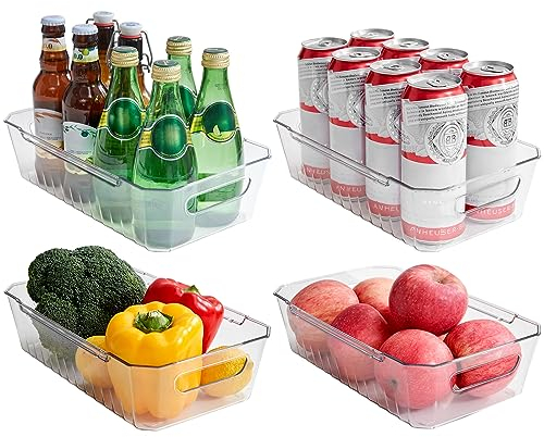 Lifewit 4 Stück Aufbewahrungsbehälter für den Kühlschrank, klare Kühlschrank-Organizer für Küche, Vorratskammer, Waschküche, Badezimmer, lebensmittelecht, BPA-frei und sicher