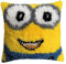 Latch Hook Cushion Kits for Adults, Latch Hook Pillow Case Kits Embroidery Kits 17X17Inch, DIY Needlework Pillow Cover Sofa Cushion Rug Making Kits, DIY Craft Kits 43x43 cm - Little Yellow Man