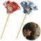 2 Pieces Japanese Hair Stick Handmade Fabric Hairpin Sakura Fans Shape Barrette Retro Headdress For Girl Vintage Flower Hair Chopsticks Accessories for Women Girl Long Hair (Style A)
