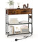 GIANTEX Table Console Étroite avec Prise, Meuble Console avec 1 Ports USB, 1 Type-C, Table d'Entrée Industriel avec 2 Tiroirs, 2 Étagères en Treillis Métallique, 81 x 30 x 81 cm(Marron Rustique)