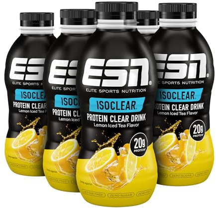 ESN ISOCLEAR Protein Clear Drink RTD, Lemon Iced Tea, 8 x 500 ml, trinkfertiger Protein-Drink - fruchtig, klar und erfrischend