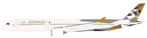 Herpa modello di aereo Etihad Airways Airbus A350-1000 - A6-XWC in scala 1:200 - Snap-Fit, pezzo da collezione, miniatura deco, statuetta con supporto in plastica
