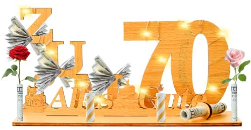 Johiux Geschenke zum 70 Geburtstag Frau Mann,Geldgeschenke Geburtstag 70 Alles Gute zum,Holz 70.Geburtstag Deko,Coole Geschenkideen zum 70. Geburtstag Tischdeko.