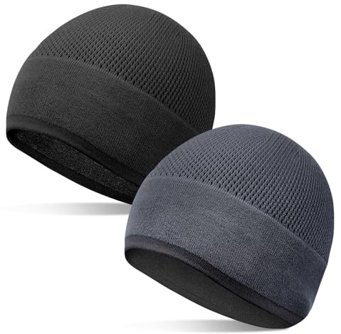 Skull Cap Beanie Hat, Bamboo Knit Hat Sleep Cap Men Women, Black, Graphite.