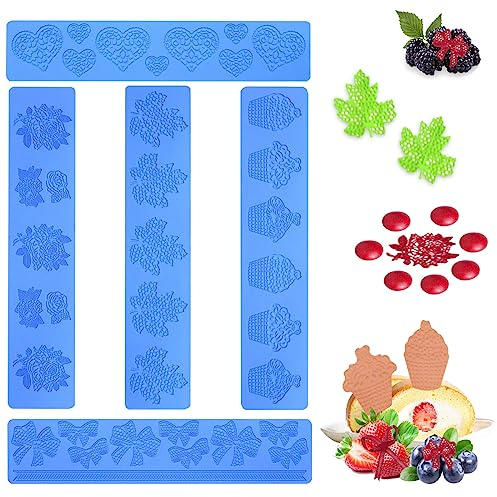 Moule De Feuille De Silicone De Longzhuo Moule De Feuille De Gâteau De 5 Pièces, Moule De Feuille Creuse 3d Moules De Silicone En Gaufrage Bricolage