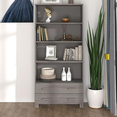ARKEM Aparador HAMAR Madera de Pino Maciza Mueble Cocina almacenaje Mueble Auxiliar de Cocina Muebles de Comedor Gris Claro