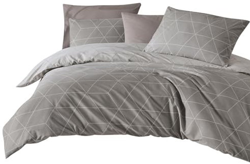 Traumschlaf Renforcé Bettwäsche • Modernes Linien-Design aus 100 % Baumwolle • Hautsympathisch, atmungsaktiv & pflegeleicht • Ideal für das ganze Jahr • 135x200 cm + 80x80 cm, beige