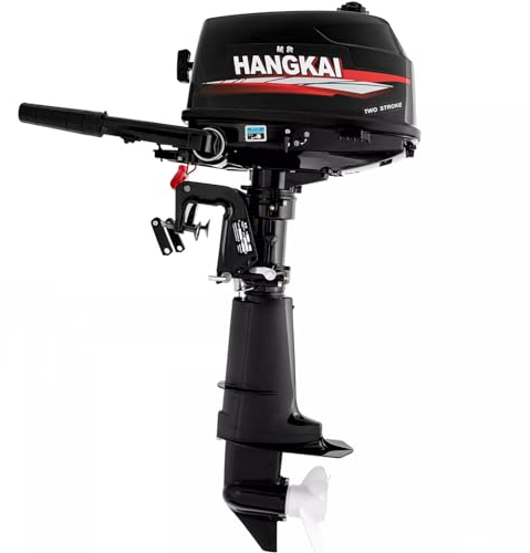 6 PS Außenborder 2 Takt, Schlauchboot Motor 102CC 4.4KW 5500 U/min, Außenbordmotor Bootsmotor mit CDI-Zünd, Außenbordermotoren für Boote Schlauchboote Fischerboote(Kurzschaft)