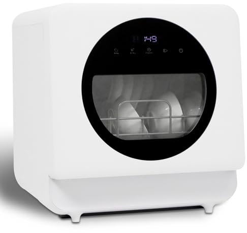 YU YUSING Mini Geschirrspüler Tischgeschirrspüler, Wasseranschluss Benutzbar, Spülmaschine Klein mit 6+1 Programme, 5L Wassertank, LED-Display, 24-Stunden-Timer für Wohnungen Schlafsäle Camping…