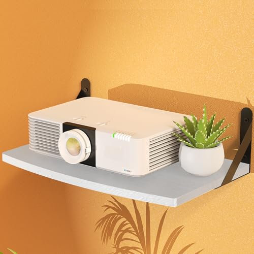 DAWASAPAT Projector Wall Mount Floating Shelf, 15.7 * 9.8 inch White Mini Shelf Stand/Rack Holder/Router Shelf Modem Cable Box Shelf with Cable Ties