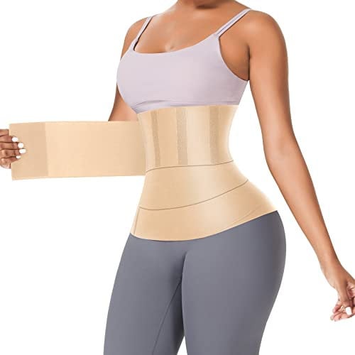 FeelinGirl Snatch Bandage Invisible Wrap Waist Trainer Verstellbarer Korsett Bauchwickelgürtel Taillenformer Unterbrust Sport Beige Einheitsgröße