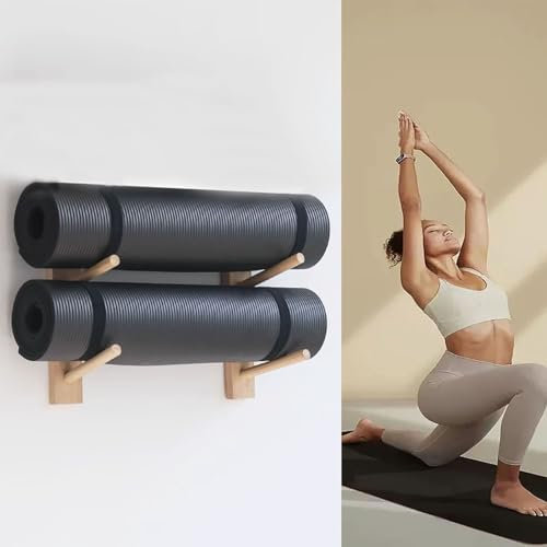 Yoga Studio Workout Raum Yoga Matte Halter Wandhalterung, 2-9 Schicht Hölzerne Yoga-Matte Lagerung Rack Wand Montiert, Große Gym Organisation Schwimmende Regal Für Schaumstoff-Rolle