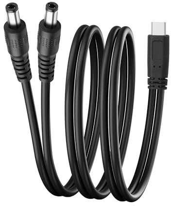 JSADZKJ USB C to DC 5.5mmx2.5mm Power Cord 100W Type C to Dual DC5.5x2.5mm Y Splitter Power Cord USB C Male to 2xDC5525 Male 20V/5A Extension Charging Cable for Laptop Router Camera 3.28ft