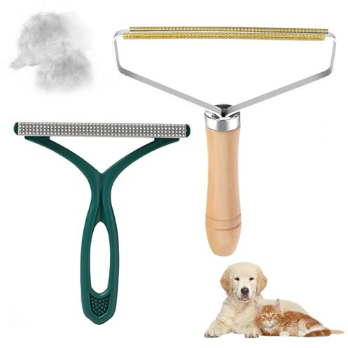 FellwunderbüRste, 2er-Set Lint Remover Metall Fabric Shaver Gummibesen Mit Stiel FusselbüRste Kleidung Unterwolle BüRste Hund FüR Pets Couchdecke üBerwurf HundebüRste Unterwolle Fusselentferner