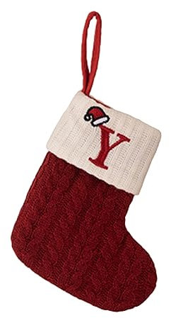 Personalisierte Weihnachtsstrümpfe mit Buchstaben Weihnachtssocke 20 cm Bestickter Nikolausstrumpf Christmas Stockings Nikolausstiefel Nikolaussocken zum Befüllen & Aufhängen für Süßigkeiten