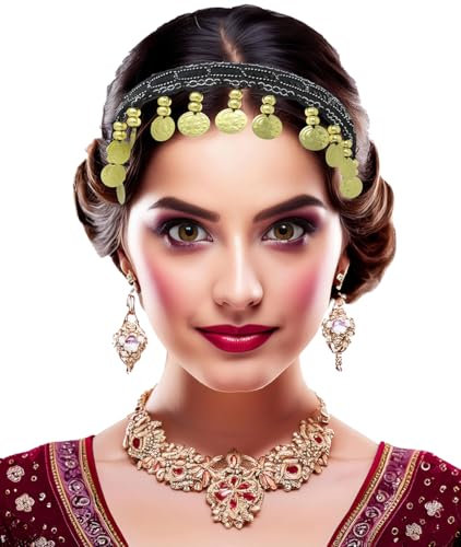 FIESTAS GUIRCA | Haarreif mit Goldmünzen Schwarz und Gold (Einheitsgröße) - Zubehör für Prinzessinnen-, Zigeuner- und Wahrsager Kostüme - Ideal für Karneval, Partys und Feiern - Für Erwachsene