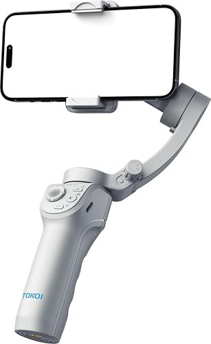 Gimbal Stabilizzatore per Smartphone, Luce Regolabile, Cavalletto Treppiedi Pieghevole