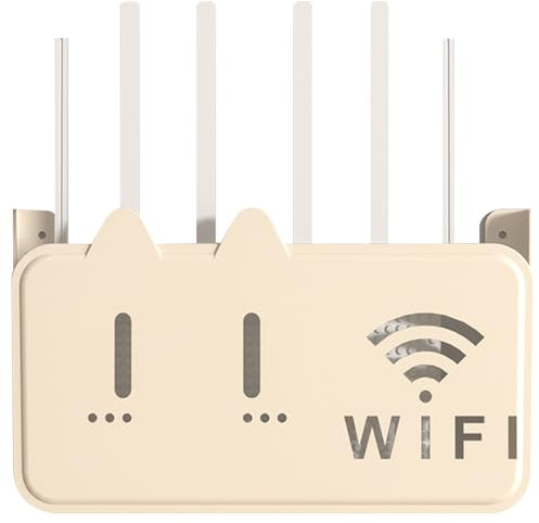 Wand WLAN-Router Aufbewahrungsbox, WiFi-Rack Regal Wandhalterung, Wandbehänge TV Kabel Verstecken Box, Dekorative Wandmontage Aufbewahrungsregal(Beige)