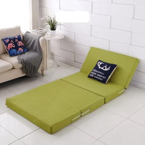 8/10 cm dicke Klappmatratze für Einzelbett, Doppelbett, Queen-Size-Bett, tragbare Matratzenauflage mit abnehmbarem Bezug, Camping-Matratze, Boden-Gästebett (grün, 70 x 200 x 10 cm)