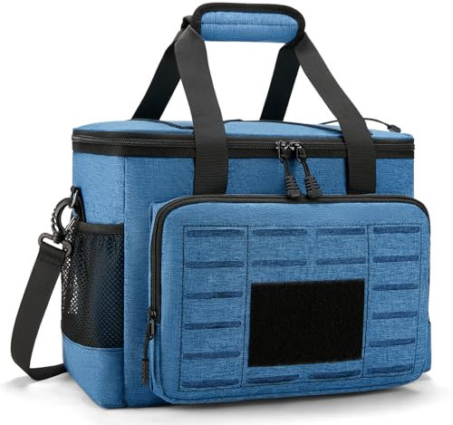 Taktische Kühltasche klein 20L, Kühlbox faltbar Lunchtasche Herren - wasserdichte und auslaufsichere strapazierfähige Picknicktasche für Supermarkt Einkaufen Park Picknick Strand Urlaub Denim-Blau