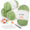 Aeelike 4X50g Dicke Garn Baumwollgarn zum Häkeln, Chunky Strickgarn für Anfänger, Kein Geteiltes Häkelgarn Baumwolle, Wolle zum Stricken mit gut Sichtbaren Maschen, Avocadogrün
