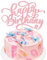 Ephlyn 1Pc Happy Birthday Cake Topper Glitter Birthday Sign Cake Pick Decoration for Happy Birthday Theme Boys Girls Baby Shower Birthday Party Cake Decorations Pink