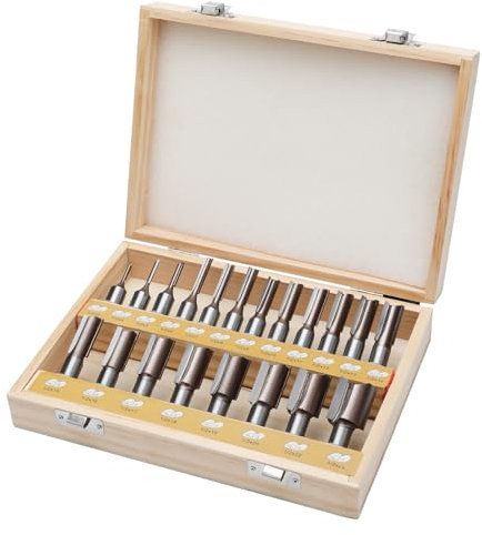 hsawbit 1/2 Inch Shank Straight Router Bit Set, 3/4/5/6/7/8/9/10/11/12/13/14/15/16/17/18/19/20/22/25mm (20PCS)