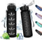 Trinkflasche 1L, Sport Wasserflasche mit Strohhalm, Motivierende Wasserflasche mit Zeitmarkierung, Trinkflasche Auslaufsicher, Wasserflasche für Fitness, Camping, Fahhrad, Outdoor, Erwachsene