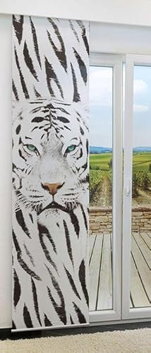 BB-Toy-Trades Schiebevorhang Vorhang weisser Tiger Gardine Fensterschal Flächenvorhang Schiebegardine 60 x 245 cm