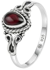 mantraroma Silberring Damen 925 Sterling Silber – tropfenförmiger Edelstein Ring, Vintage Statement Ring Schmuck, elegantes Geschenk für Frauen