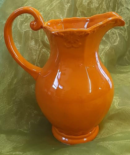 Carafe en céramique, design classique, orange vif, 20 cm