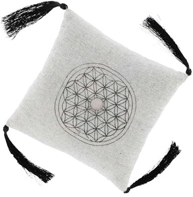 NKlaus 16544 Coussin pour bol chantant carré avec pompons - Gris clair - Design élégant - Parfait pour les bols chantants et les cérémonies spirituelles - Pour des sons stables et harmonieux